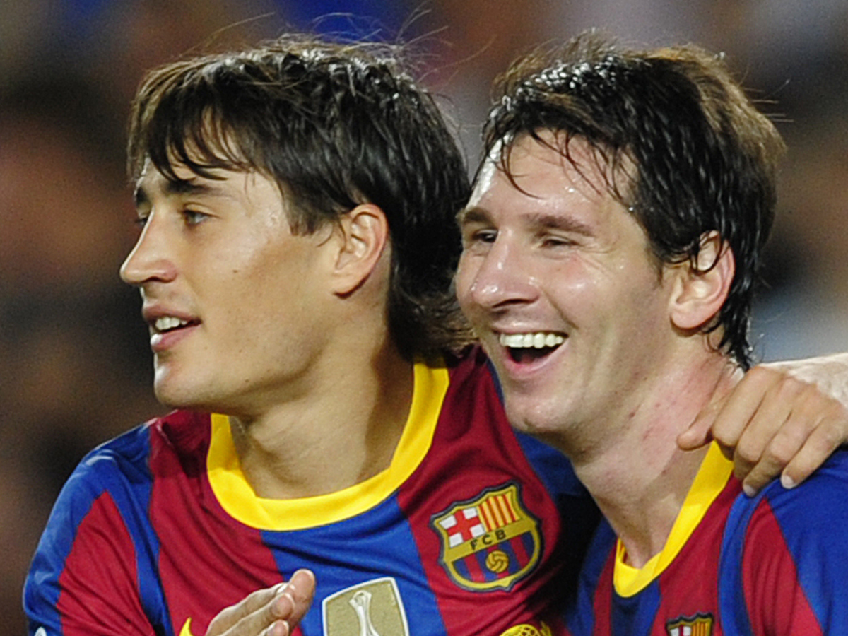 Messi junto a Bojan Krkic