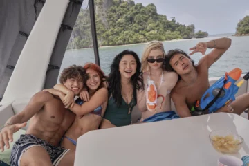 Gavin Casalegno as "Greg", Tommie Rose as "Adrienne", Lana Condor as "Max", Kathryn Newton as "Sara" and Nico Hiraga as “James” in the horror thriller, THE DEVIL'S MOUTH, from Amazon MGM studios.